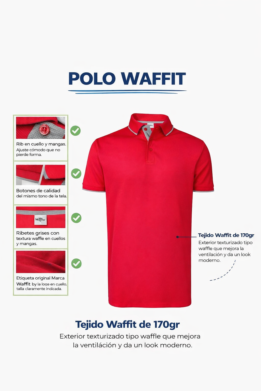 Camisa tipo Polo Waffit para dotación empresarial corporativa
